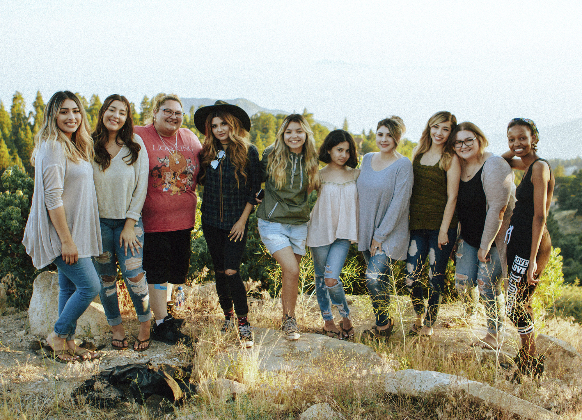 happy team in nature